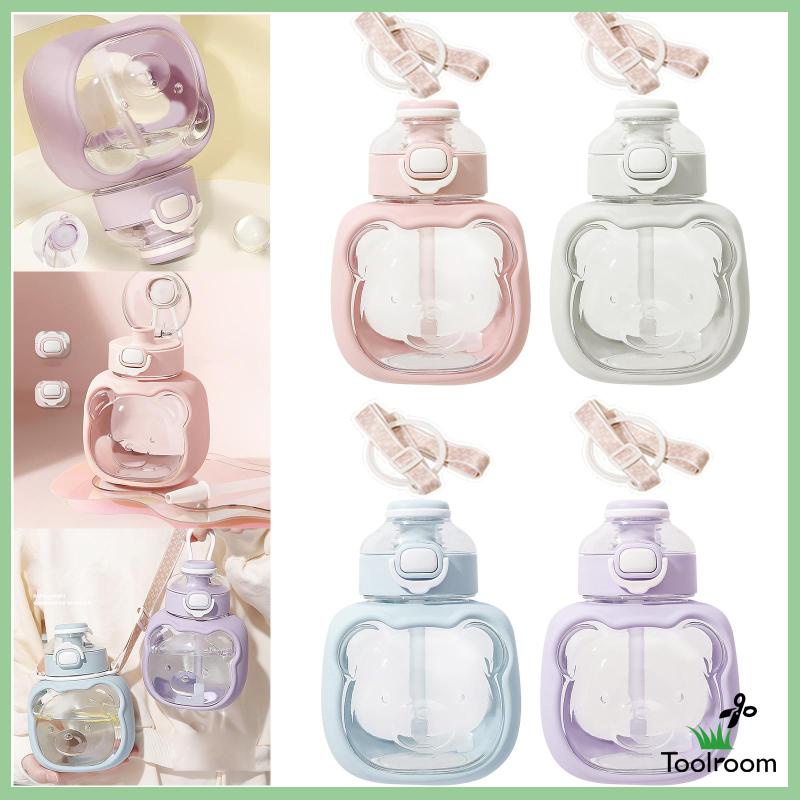 Bình Nước 1L Hình Gấu Dễ Thương Kèm Ống Hút Tiện Dụng Cho Văn Phòng / Thể Thao