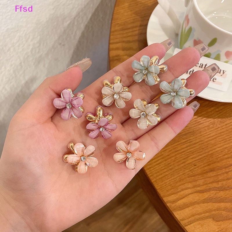 {Ffsd} Hàng Mới Set 5 Kẹp Tóc Càng Cua Mini Hình Hoa Pha Lê Thời Trang Cá Tính * Bán Chạy