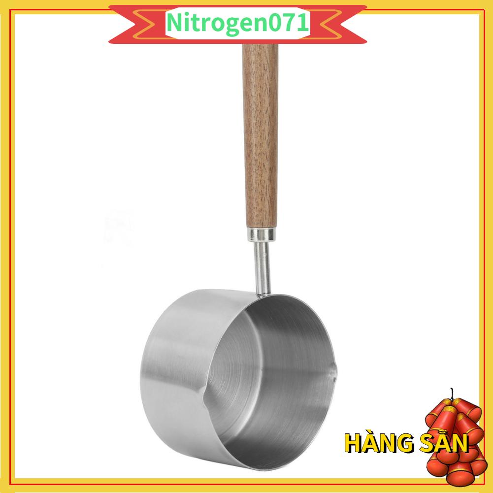 Nitrogen071 Chảo Mini Thép Không Gỉ 304 Tay Cầm Thoải Mái Ngăn Ngừa Bỏng Di Động Hâm Bơ Sữa Nồi 200Ml