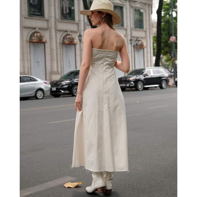 💋Váy xòe cúp ngực thô kaki dáng dài sang chảnh❤️❤️