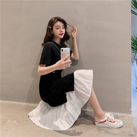 Đầm Dài Giả Hai Lớp Dáng Rộng Phong Cách Hàn Quốc Thời Trang Mùa Hè Cho Nữ