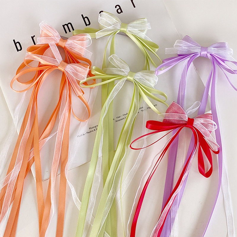 Kẹp Tóc Đính Nơ Ruy Băng Tua Rua Nhiều Màu Thời Trang Hàn Quốc Cho Bé Gái