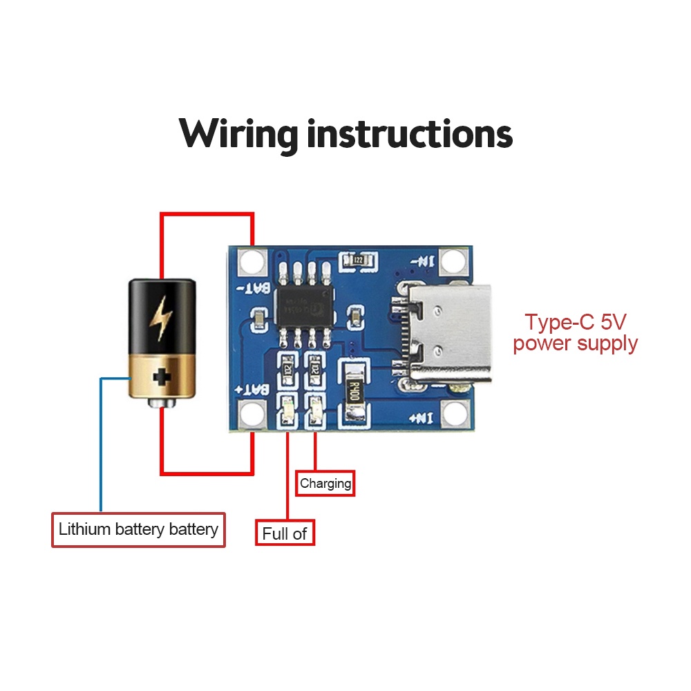 RIRIHI Bảng mạch sạc pin lithium 18650 TP4056 DC4.5V-5.5V chuyên dụng