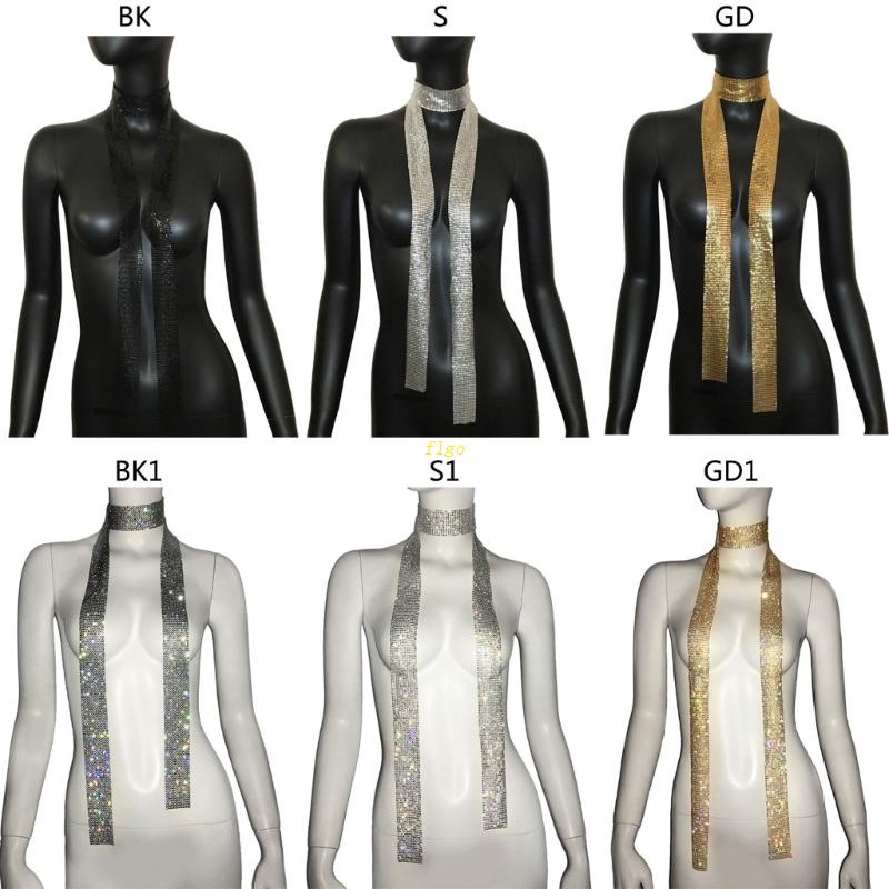 Flgo Khăn Choàng Cổ Đính Kim Sa Lấp Lánh Thiết Kế Đơn Giản Quyến Rũ Cho Nữ Tuổi Teen