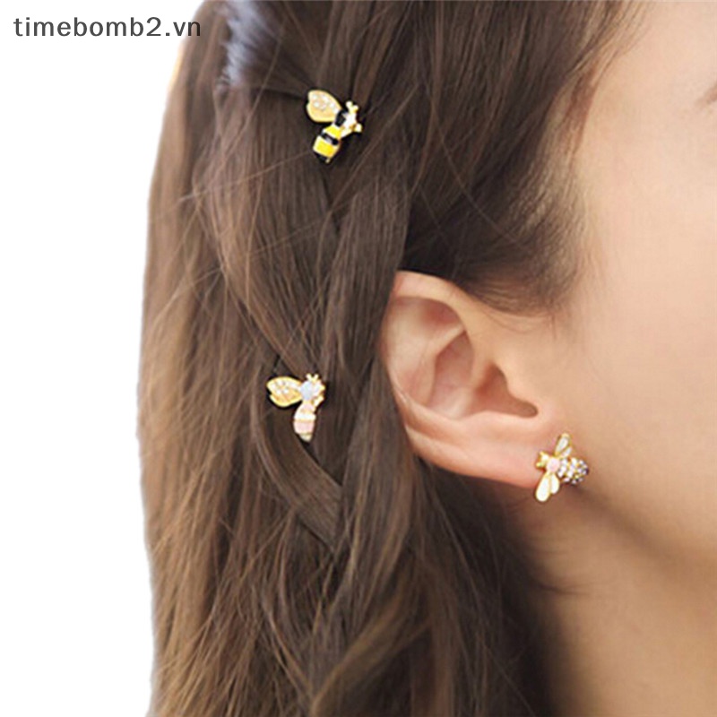 Kẹp Tóc Hình Chú Ong Đính Pha Lê Dễ Thương Cho Nữ