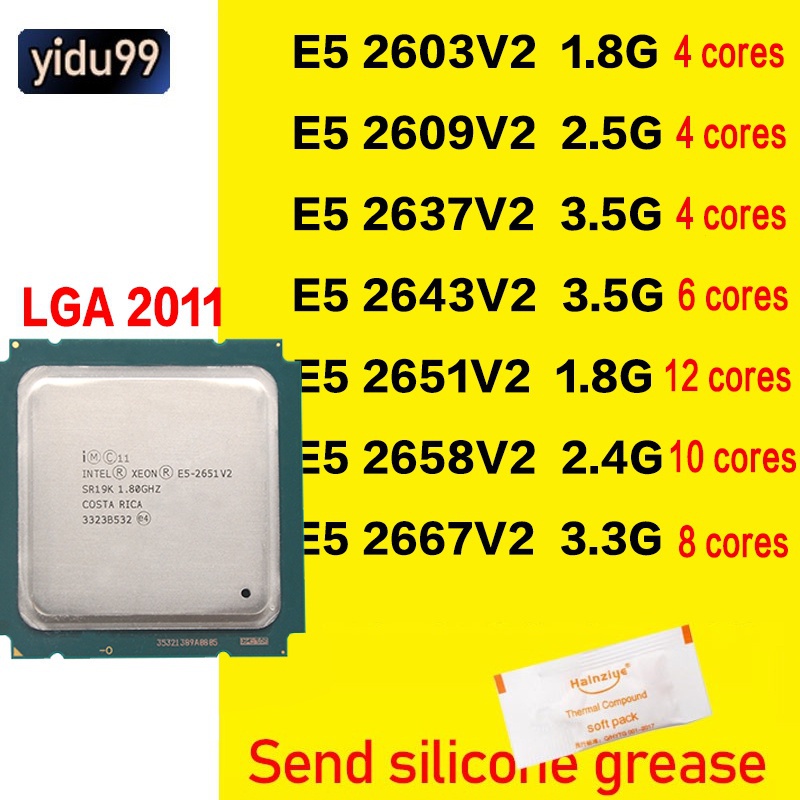 Intel e5-2603v2 e5 2609 v2 2623 e5 2637v2 2643 v2 e5 2651v2 2658 v2 2667V2 CPU lga 2011 hỗ trợ bộ xử lý bo mạch chủ X58