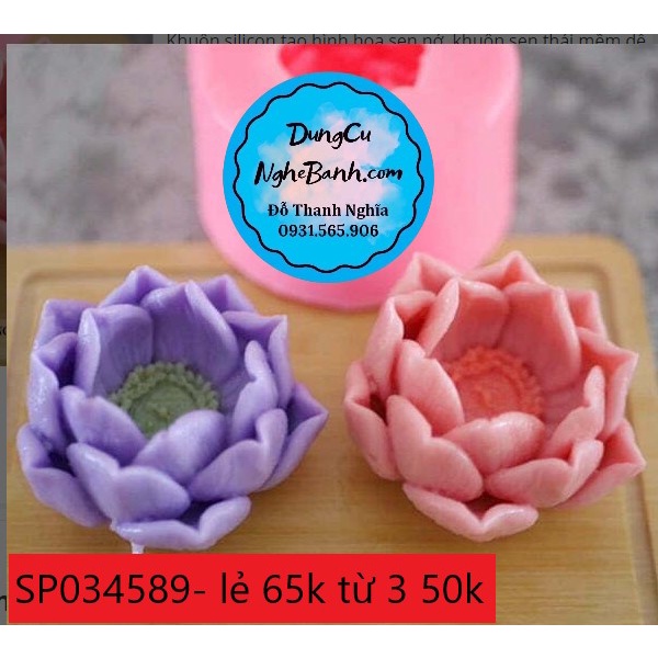 Khuôn silicon Hoa Sen Nở 5.8cm đổ tạo hình cho bánh rau câu 3D, 4D