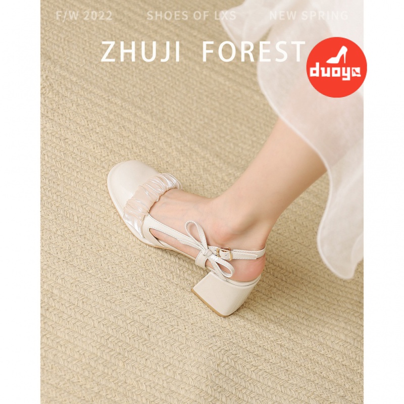 Duoya Factory~[Hàng Có Sẵn] Giày Sandal Thể Thao Gót Cao Dày Dặn Kiểu Nơ Bướm Bạc Dày Chống Mòn Chống Va Đập Phong Cách Mùa Hè Kiểu Mới 2022 Cho Nữ
