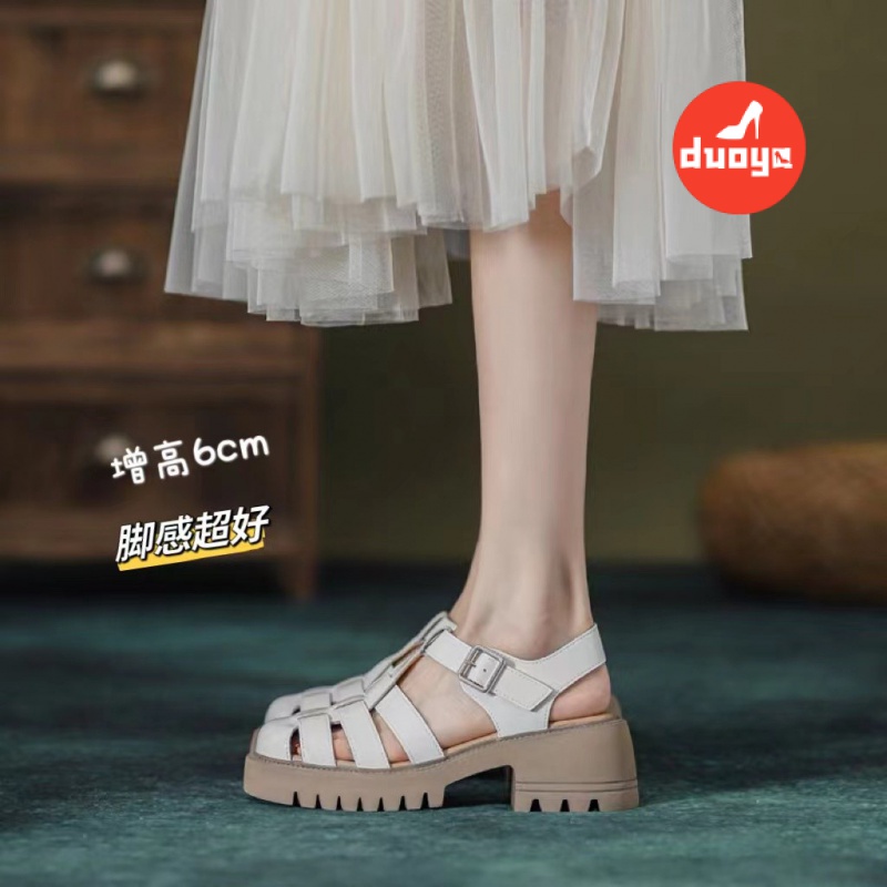 Duoya Tóc Thẳng ~ [Hàng Có Sẵn] Giày Sandal La Mã Đế Dày Bằng Da Mềm Mại Thời Trang Mùa Hè Cho Nữ Miễn Phí Vận Chuyển