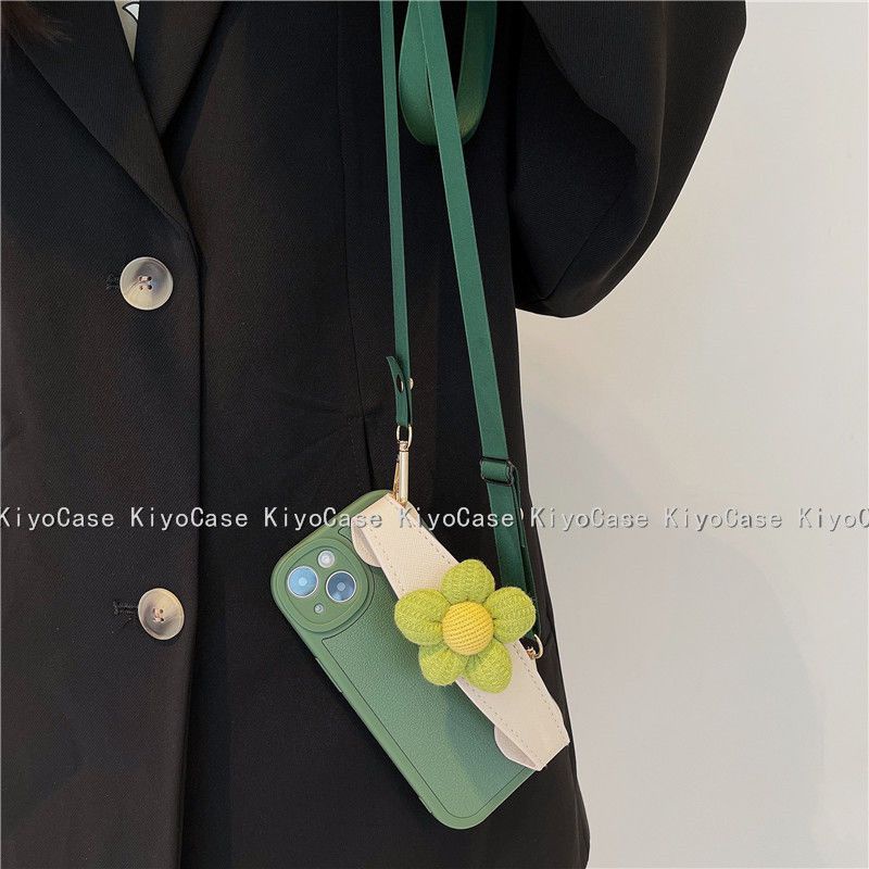 Ốp Điện Thoại silicon Hình Hoa Có Dây Đeo Cho iphone 15 14 pro max 11 13 12 x xs xr max pro max 7 8 plus