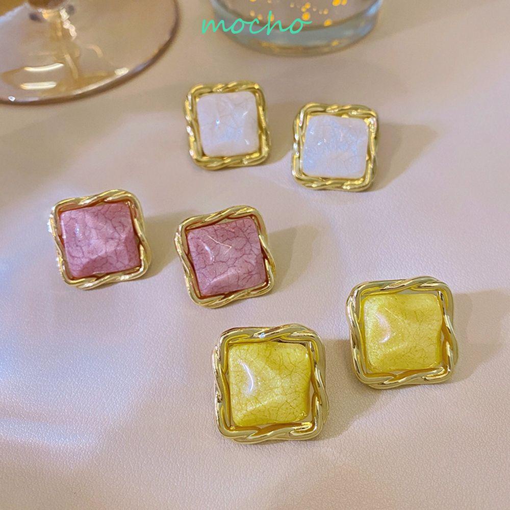 Bông Tai Hình Vuông Bằng Acrylic Phong Cách Retro Tinh Tế Thời Trang