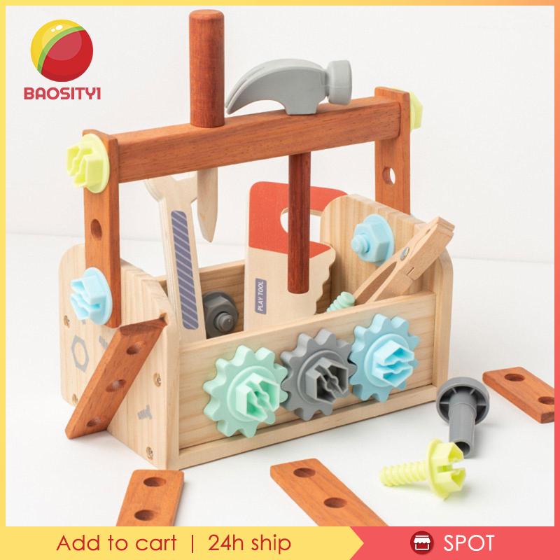 [Baosity1] Bộ Dụng Cụ Sửa Chữa Động Cơ Mảnh Bằng Gỗ Sáng Tạo Làm Quà Tặng Cho Trẻ Em