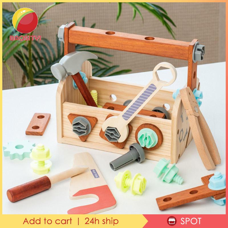 [Baosity1] Bộ Dụng Cụ Sửa Chữa Động Cơ Mảnh Bằng Gỗ Sáng Tạo Làm Quà Tặng Cho Trẻ Em
