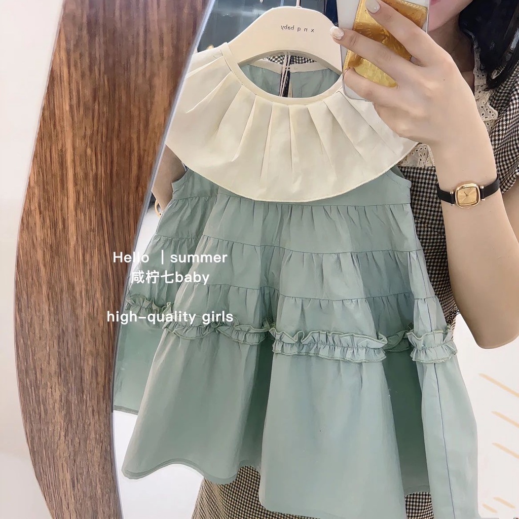 Đầm Xếp Ly Thời Trang Mùa Hè 2023 Phong Cách Đường Phố Nhật Bản Dành Cho Bé Gái