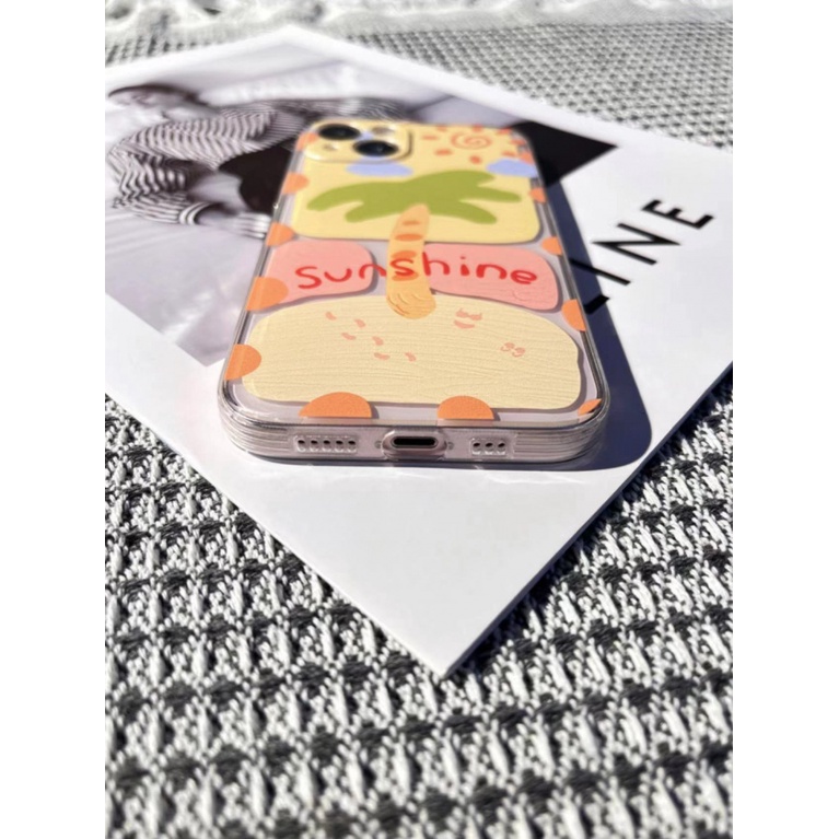 ✅Ốp Điện Thoại Trong Suốt In Hình Cây Dừa Cho Iphone 12 / 14promaxxspro xrplus8 / Beach 713