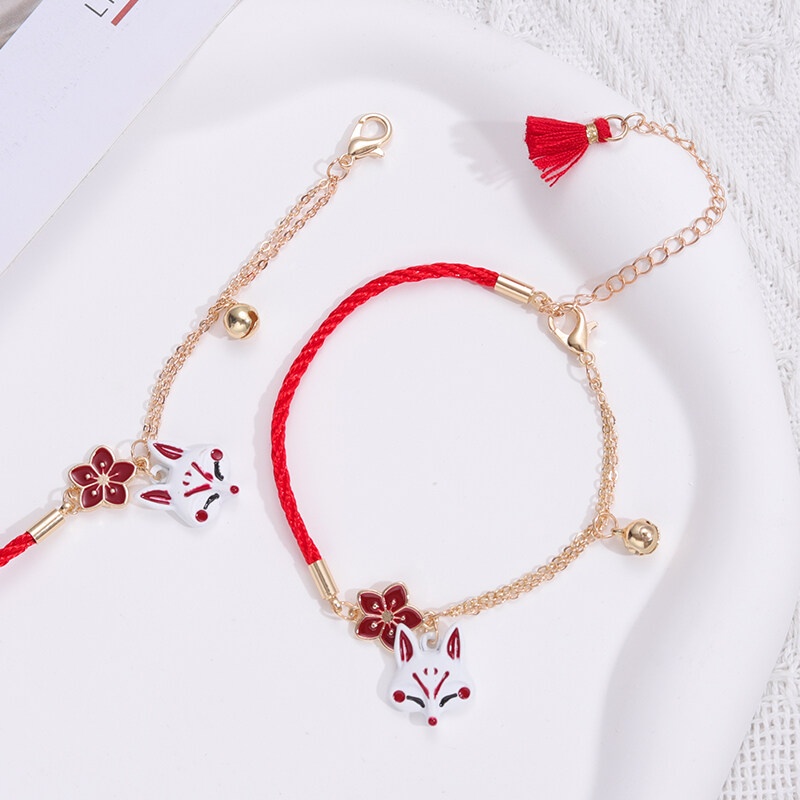 Vòng Tay Dây Đỏ Mặt Hình Cáo Nhỏ Dễ Thương Phong Cách Nhật Bản Dành Cho Nữ