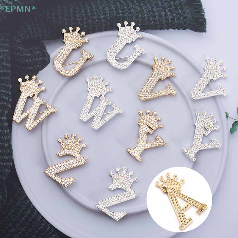 Cài Áo Hình Vương Miện 26 Chữ Cái Đính Đá Thời Trang Mới