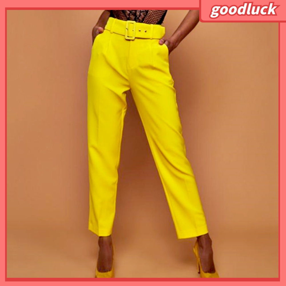 Quần Dài Lưng Cao Màu Trơn Thời Trang Cho Nữ