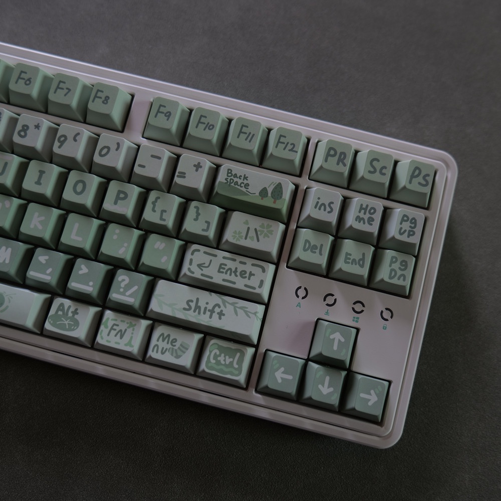 Spring Outing Keycaps XDA/Cherry Profile Matcha Sữa Xanh Thảo Cầm Viên PBT Dye Sub Bàn Phím Cơ Keycap