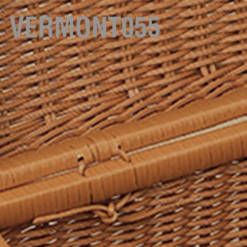 Vermont055 Hộp dã ngoại dệt bằng mây nhựa lưu trữ kiểu cổ điển không mùi có tay cầm hình vòng cho ngoài trời
