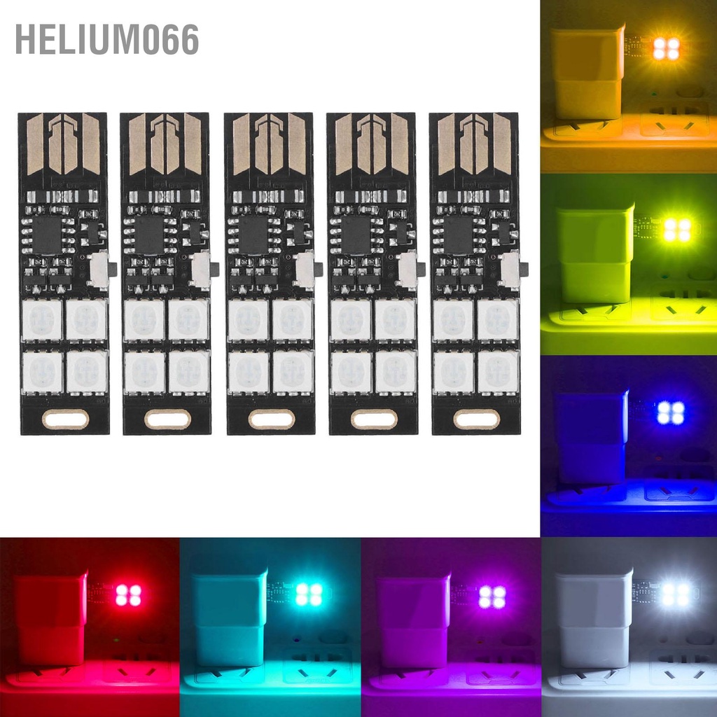 Helium066 5 Chiếc Siêu Mini USB Mỏng Nhiều Màu Đổi 7 RGB Đêm 4 Tivi LED Đèn Nền bộ Bàn DC5V