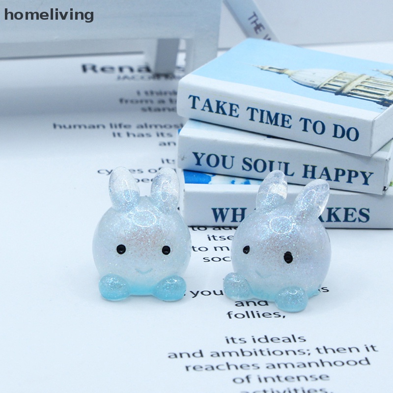 Set 2 Tượng Thỏ Hoạt Hình Phát Sáng Trang Trí