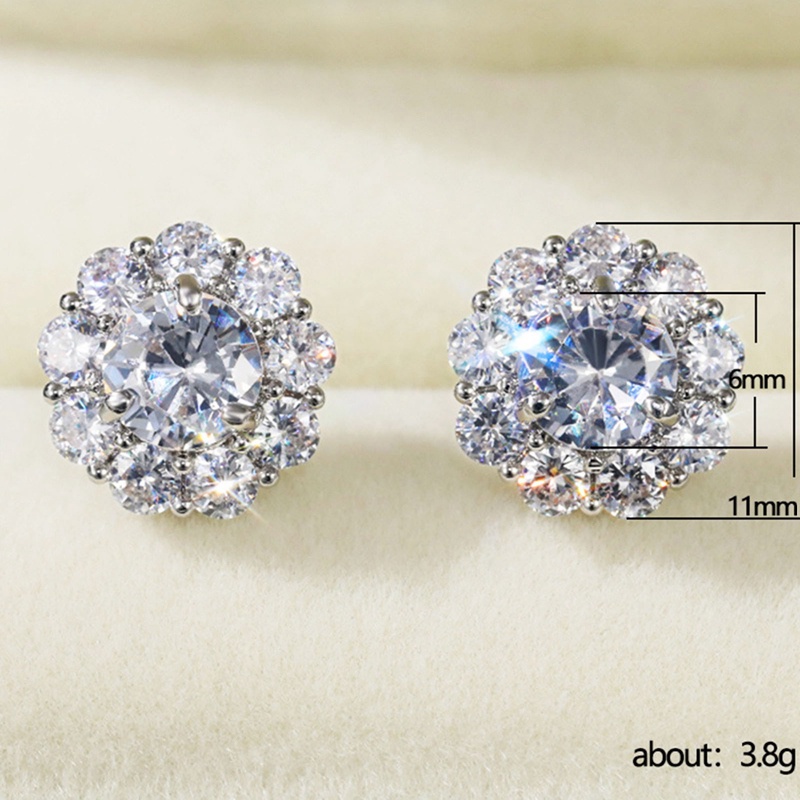 Bông Tai Hình Hoa Đính Đá Zircon Thời Trang Cho Nữ