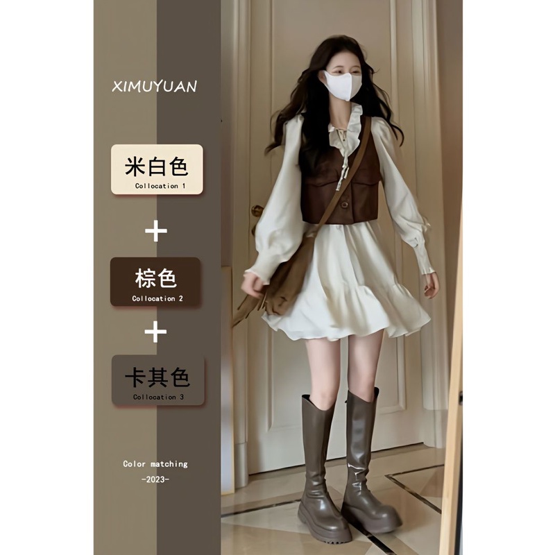 Set Đầm Và Áo Khoác Không Tay Thiết Kế Mới Ngọt Ngào Thời Trang Mùa Hè Dành Cho Nữ