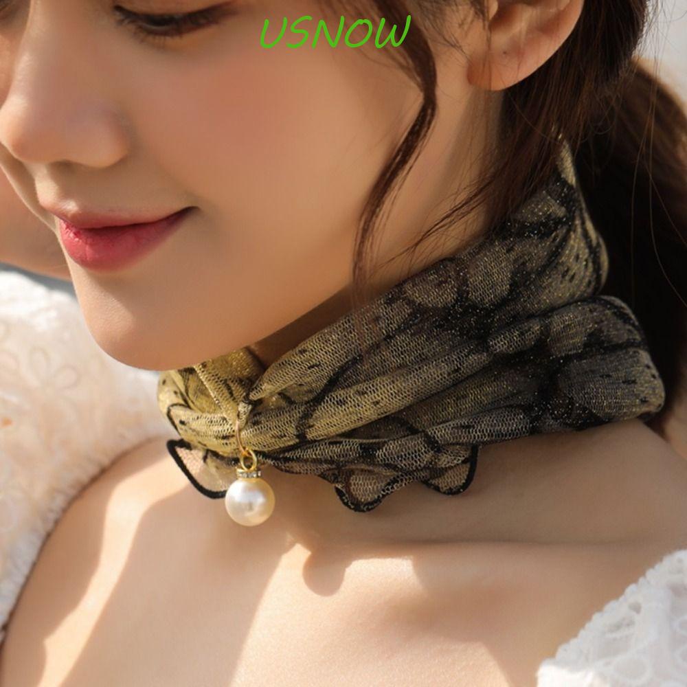 Khăn Choàng Cổ Co Giãn In Họa Tiết Hoa Đơn Giản Viền Xếp Nếp Phong Cách Hàn Quốc Cho Nữ