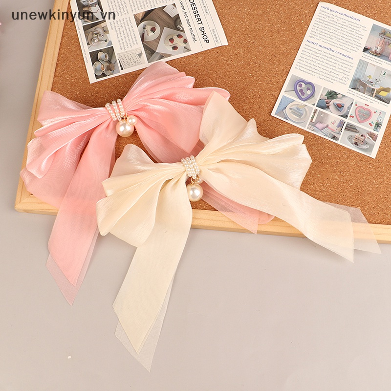 Kẹp Tóc Nơ Vải Chiffon Màu Trơn Cỡ Lớn Thời Trang Mùa Hè Cho Nữ