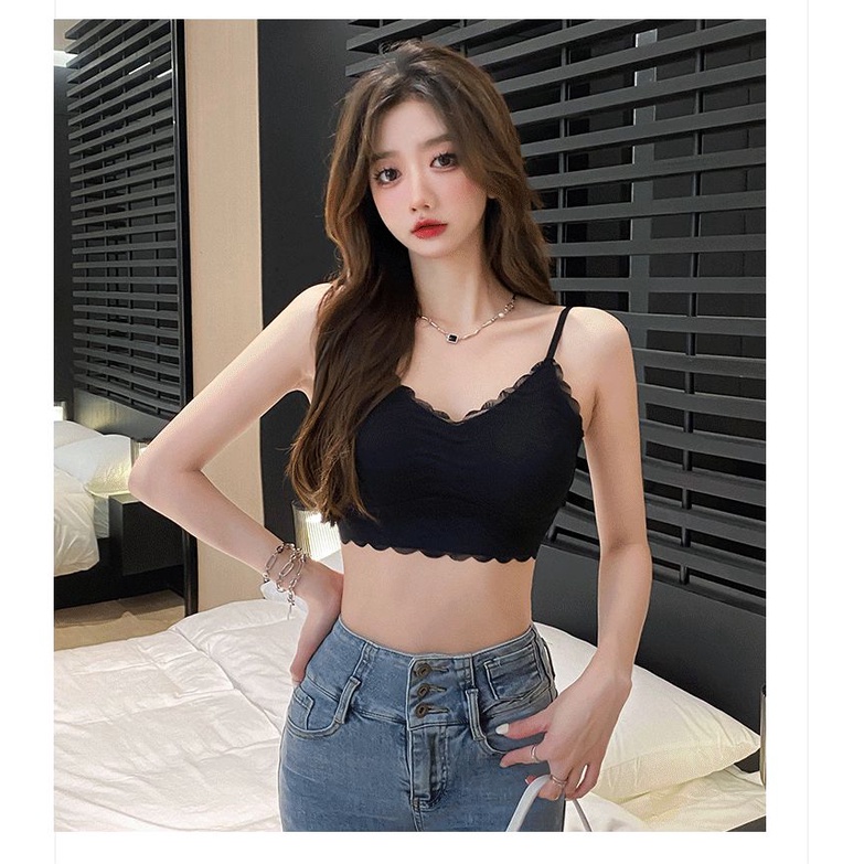 Áo Lót Lụa Phối Ren Hở Lưng Gợi Cảm Cho Nữ