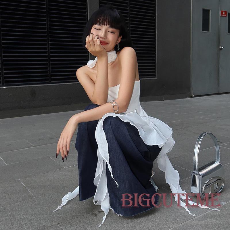 [] Áo Ống Nhún Bèo Hở Lưng Màu Trơn Thời Trang Mùa Hè Cho Nữ