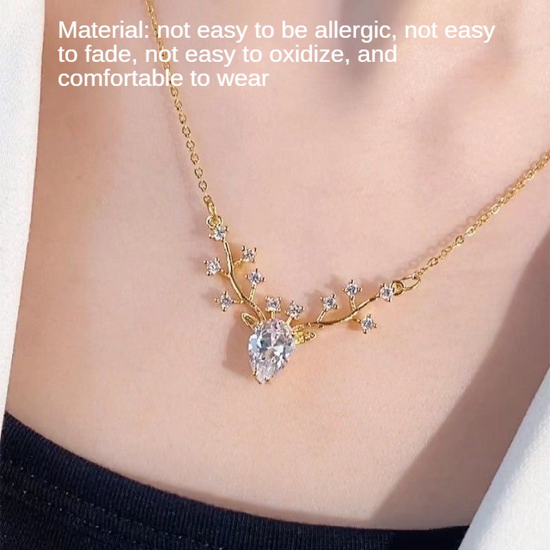Vòng cổ Mặt Hình Hươu Đính Đá Zircon Thời Trang Cho Nữ