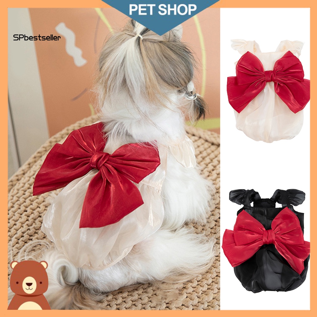 Spbestsellkr Chân Váy Lưới Viền Lụa Thắt Nơ Mùa Hè Cho Thú Cưng Ngoài Trời