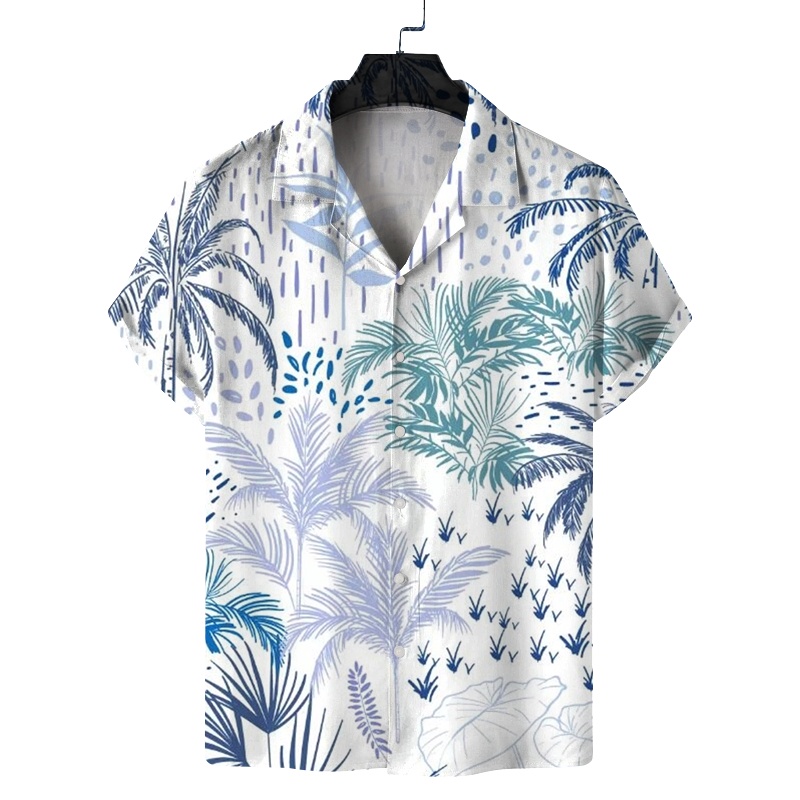 Áo Sơ Mi Tay Ngắn In Họa Tiết Kỹ Thuật Số Phong Cách Hawaii Mẫu Mới 2023 Thời Trang Mùa Hè Cho Nam