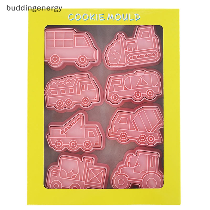 {BUDDI} Set 8 Khuôn Cắt Bánh Quy Bằng Nhựa Hình Xe Tải Hoạt Hình 3D {BUDDI {BUDDI}