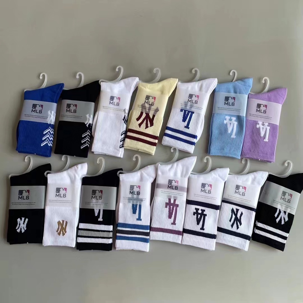 Vớ Thể Thao Cotton Hàn Quốc NY LA Harajuku Kẻ Sọc Màu Trơn Cho Nữ