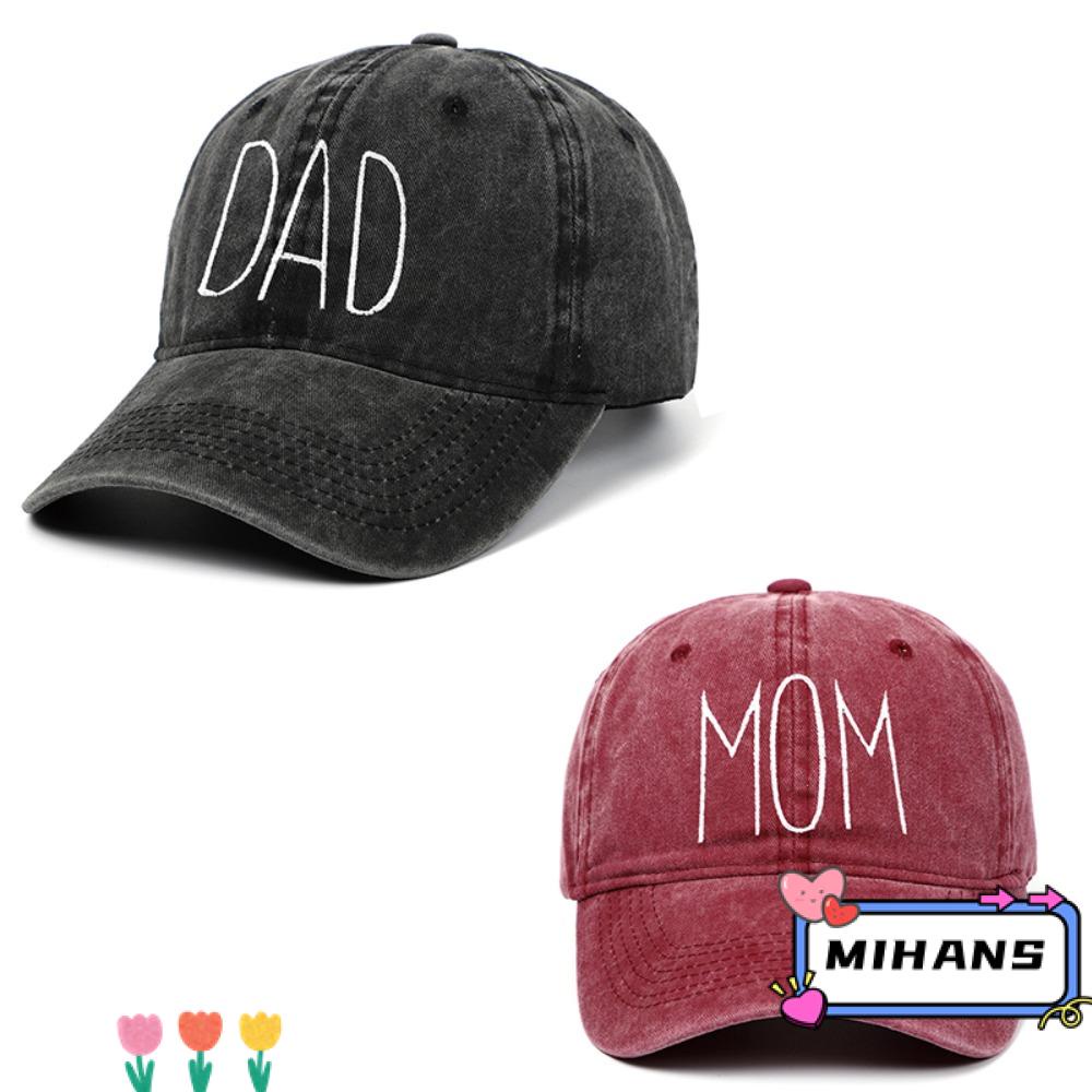 Mũ Lưỡi Trai Thêu Chữ DAD MOM Phong Cách Vintage