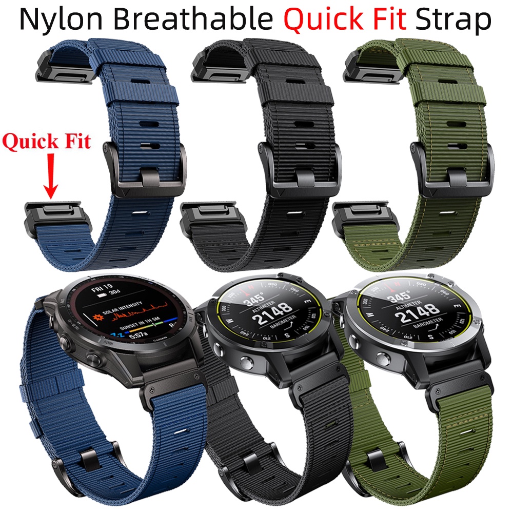 Dây Đeo Nylon 22mm 26mm Thoáng Khí Thay Thế Cho Garmin Fenix 7 7X 6 6X Pro 5 5X Plus 3 3HR 2 Forerunner 965 955 945 935