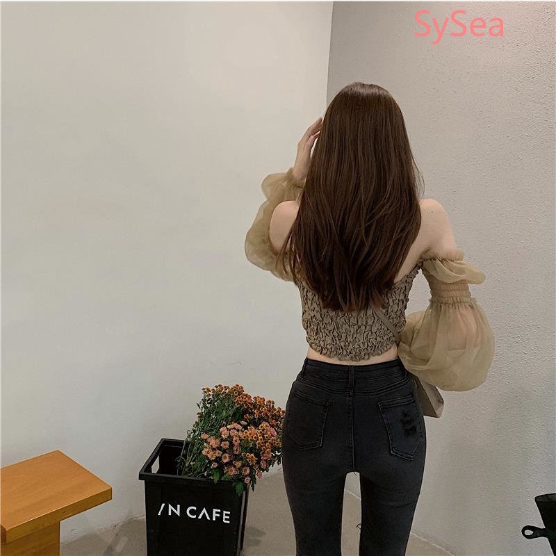 Áo Kiểu Trễ Vai Thiết Kế Xếp Ly Thời Trang Mùa Hè Cho Nữ