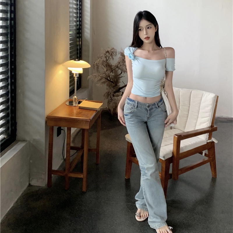 Áo Thun Tay Ngắn Trễ Vai Thiết Kế Độc Đáo