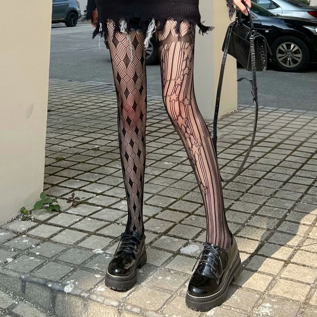 Sexy Nữ quần tất vớ đen 3d lưới da lót lông da chân như thật vớ quần mỏng tàng hình che khuyết điểm hở đáy mắt nhỏ rách trong suốt cao cấp kim tuyến họa tiết thời trang to in hình quần tất