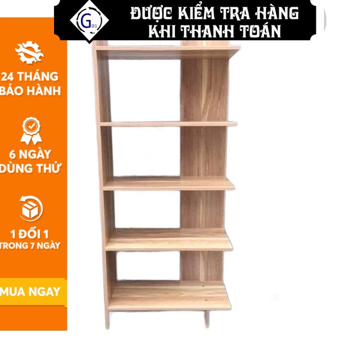 Kệ sách G01 lắp ghép đa năng 5 tầng , chất liệu gỗ thông