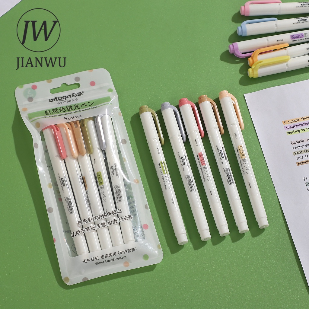 Set 5 Bút Đánh Dấu Hai Đầu Đa Sắc Sáng Tạo Cho Học Sinh DIY