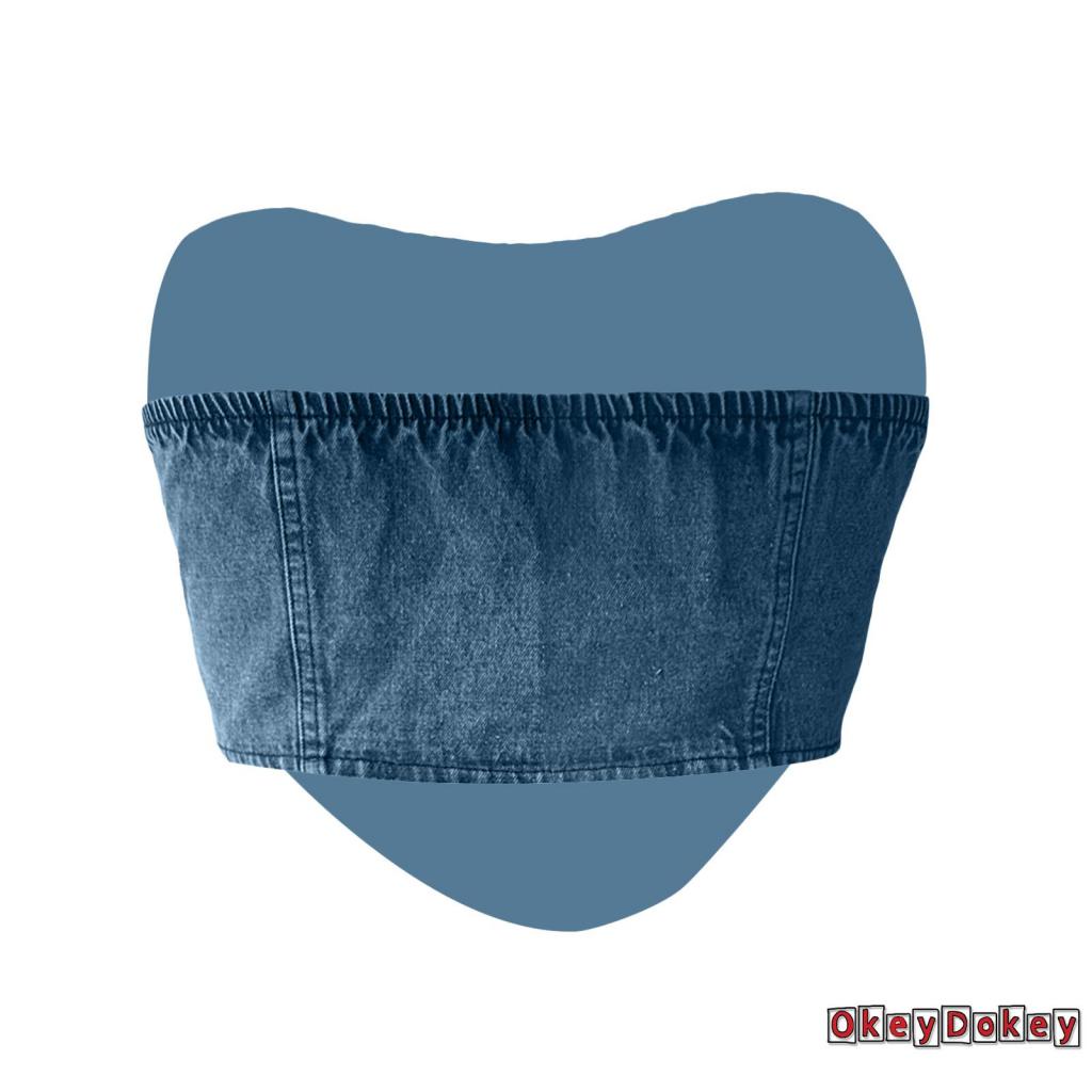 Áo Sơ Mi Denim Mùa Hè Hai Dây Màu Trơn Cho Nữ