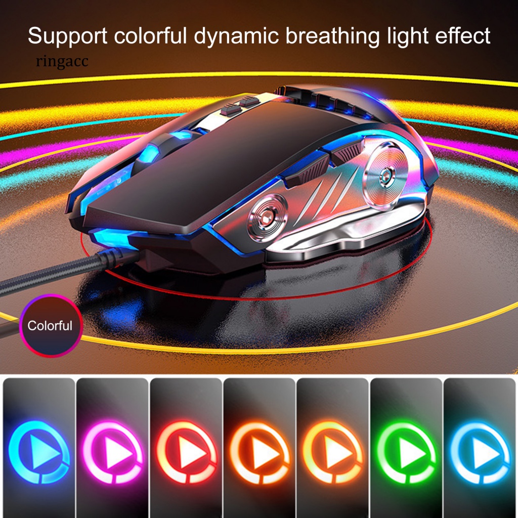 Chuột Dây RGA Chống Trượt Có Đèn Nền 7 Màu Tùy Chỉnh 7 Nút Bấm RGA Dùng Để Chơi Game