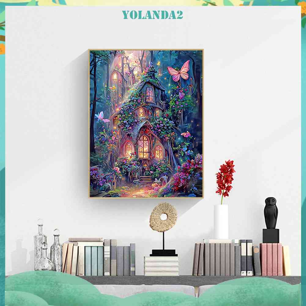 Tranh Đính Đá Kim Cương Toàn Bộ 5D DIY Hình Vẽ Ngôi Nhà Mơ Ước