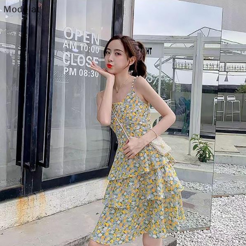 Đầm Hai Dây Dáng Chữ A In Họa Tiết Hoa Cúc Thời Trang Mùa Hè Xinh Xắn Cho Nữ