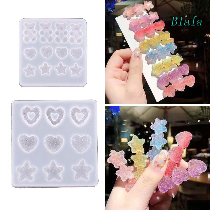 Khuôn Silicone Làm Kẹp Tóc Hình Chú Gấu / Ngôi Sao / Trái Tim Xinh Xắn