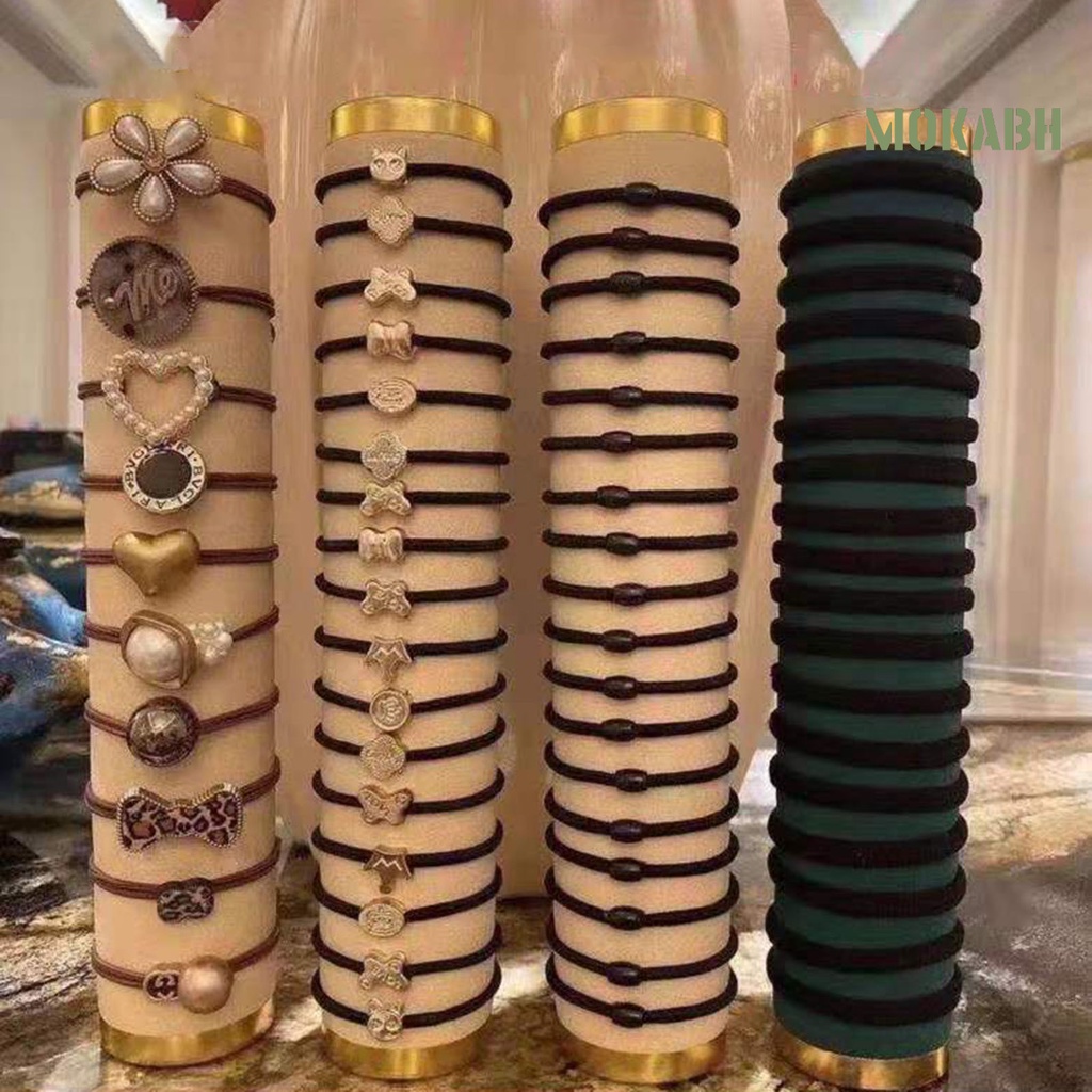 Bộ 60 Dây Cột Tóc Co Giãn Bằng Cao Su Và Kim Loại Thời Trang Cho Nữ